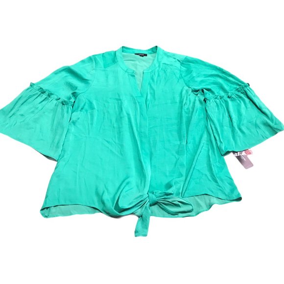 Alfani Women's PLUS Size Tie-Hem Green Blouse NWT - Picture 8 of 8